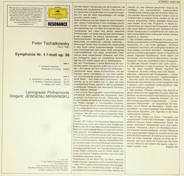 Tschaikowsky* – Leningrader Philharmonie* · Jewgenij Mrawinskij* : Symphonie Nr. 4 (LP, RE)