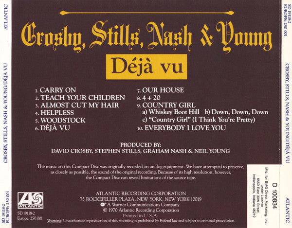 Crosby, Stills, Nash & Young : Déjà Vu (CD, Album, Club, RE, BMG)