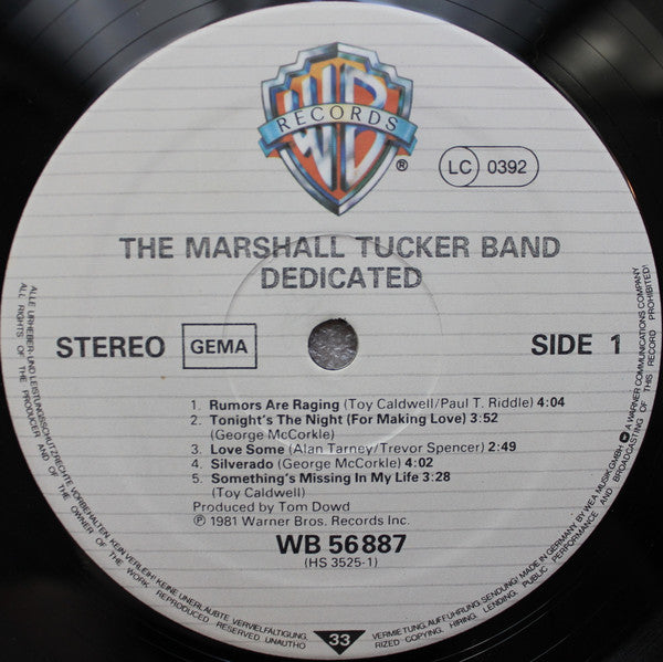 The Marshall Tucker Band : Dedicated (LP, Album)