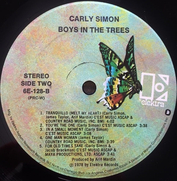 Carly Simon : Boys In The Trees (LP, Album, PRC)