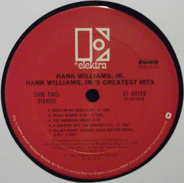 Hank Williams, Jr.* : Hank Williams, Jr.'s Greatest Hits (LP, Comp, Club, Red)