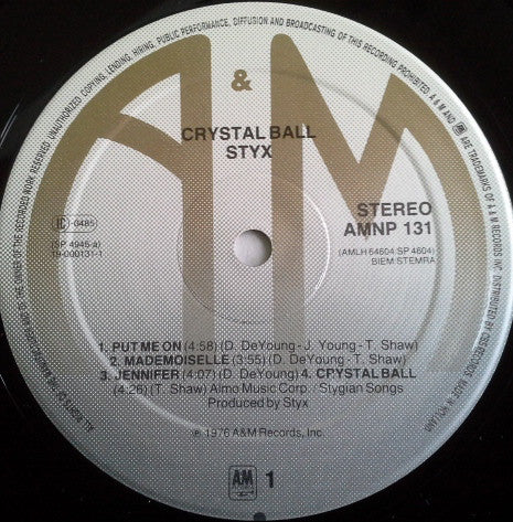 Styx : Crystal Ball (LP, Album, RE)