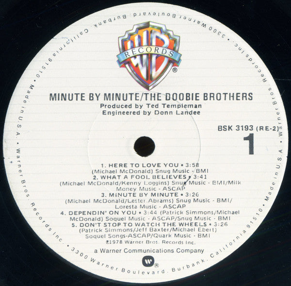 The Doobie Brothers : Minute By Minute (LP, Album, LA )