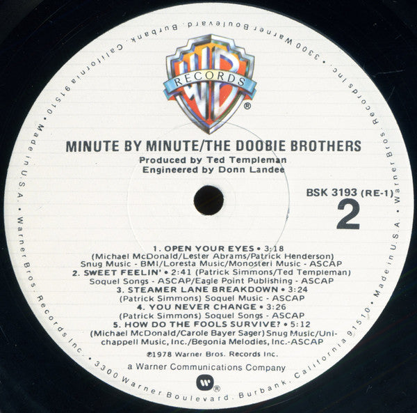 The Doobie Brothers : Minute By Minute (LP, Album, LA )