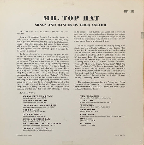 Fred Astaire : Mr. Top Hat (LP, Album, Mono)