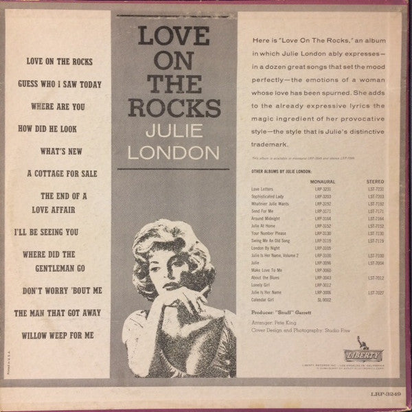 Julie London : Love On The Rocks (LP, Album, Mono)