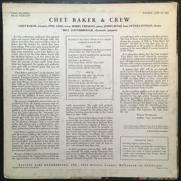 Chet Baker & Crew : Chet Baker & Crew (LP, Album, Mono)