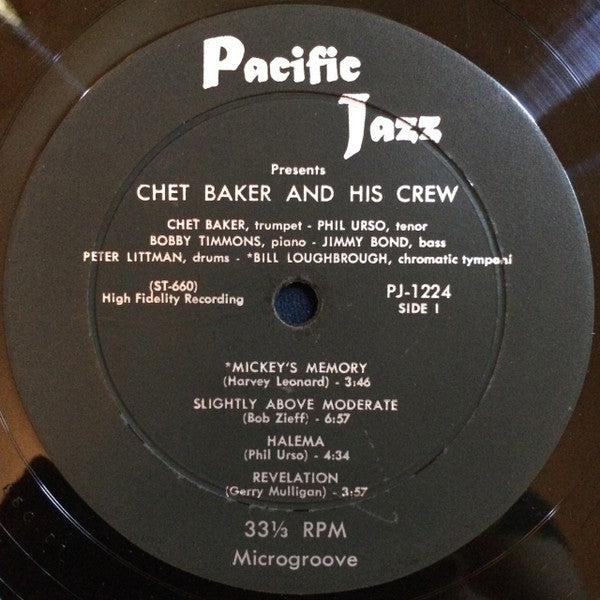 Chet Baker & Crew : Chet Baker & Crew (LP, Album, Mono)