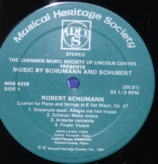 Schumann* / Schubert* : The Chamber Music Society Of Lincoln Center, Charles Wadsworth : Music By Schumann And Schubert (LP)