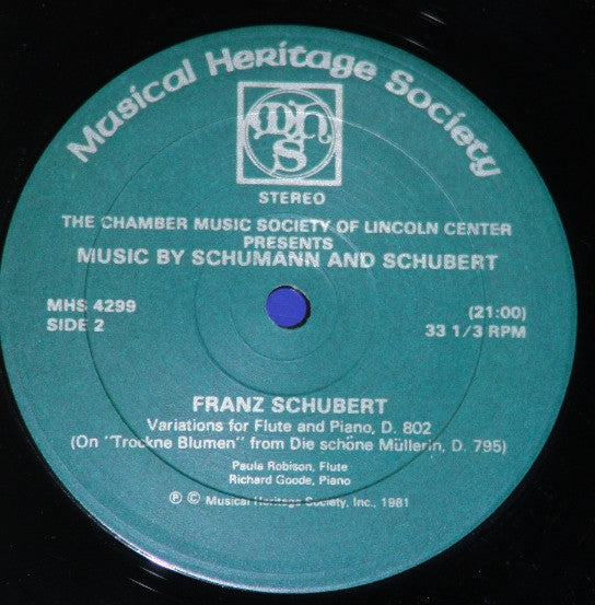 Schumann* / Schubert* : The Chamber Music Society Of Lincoln Center, Charles Wadsworth : Music By Schumann And Schubert (LP)