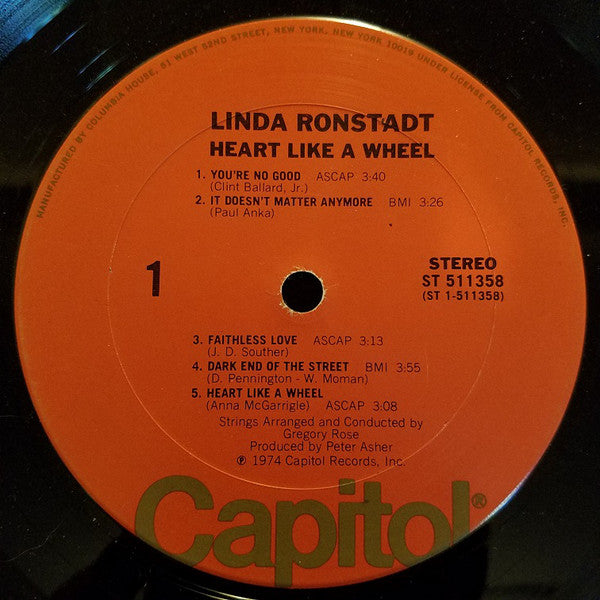 Linda Ronstadt : Heart Like A Wheel (LP, Album, Club, RE, San)