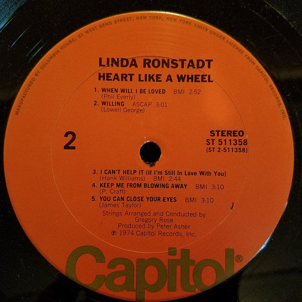 Linda Ronstadt : Heart Like A Wheel (LP, Album, Club, RE, San)