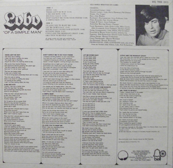 Lobo (3) : Of A Simple Man (LP, Album, BW )