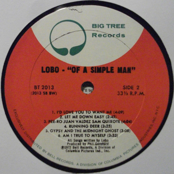 Lobo (3) : Of A Simple Man (LP, Album, BW )