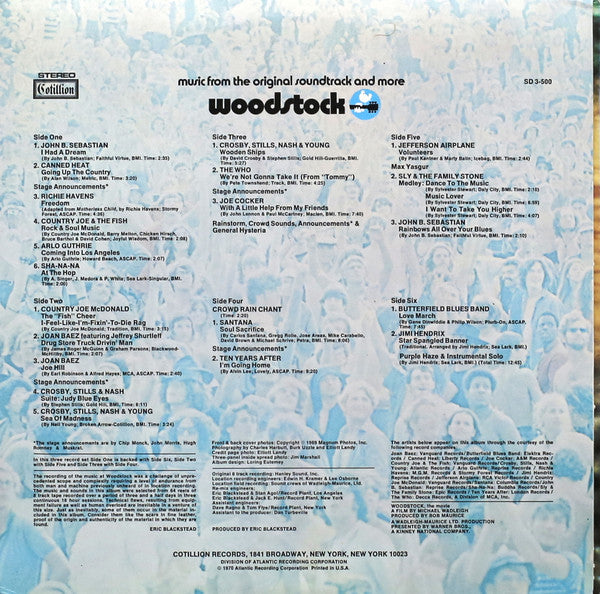 Various : Woodstock - Music From The Original Soundtrack And More (3xLP, Album, Tri)