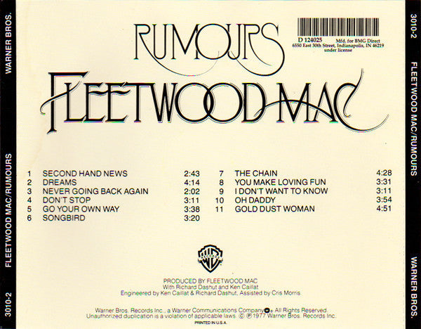 Fleetwood Mac : Rumours (CD, Album, Club, RE, Wea)