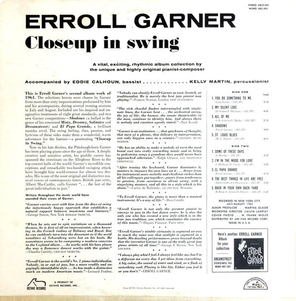 Erroll Garner : Closeup In Swing (LP, Album, Mono)