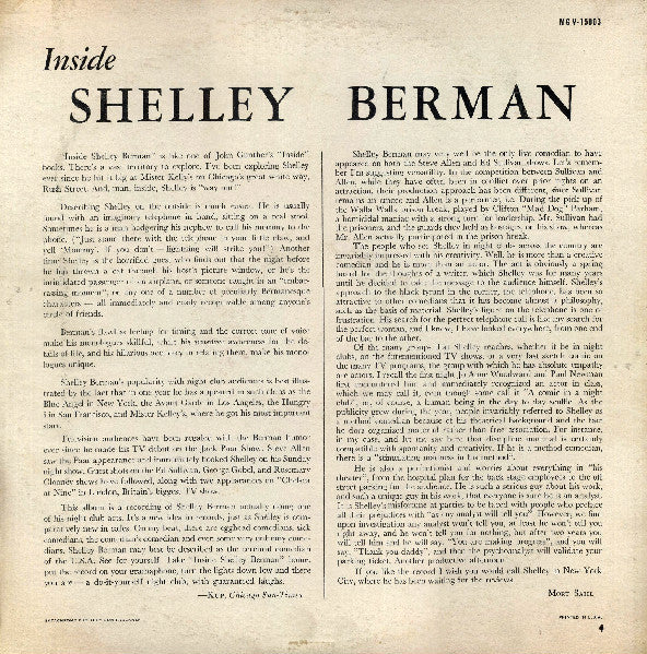 Shelley Berman : Inside Shelley Berman (LP, Album, Mono, Pit)