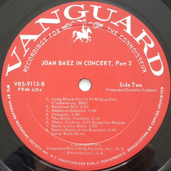 Joan Baez : In Concert Part 2 (LP, Album, Mono, Mar)