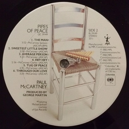 Paul McCartney : Pipes Of Peace (LP, Album, Pit)