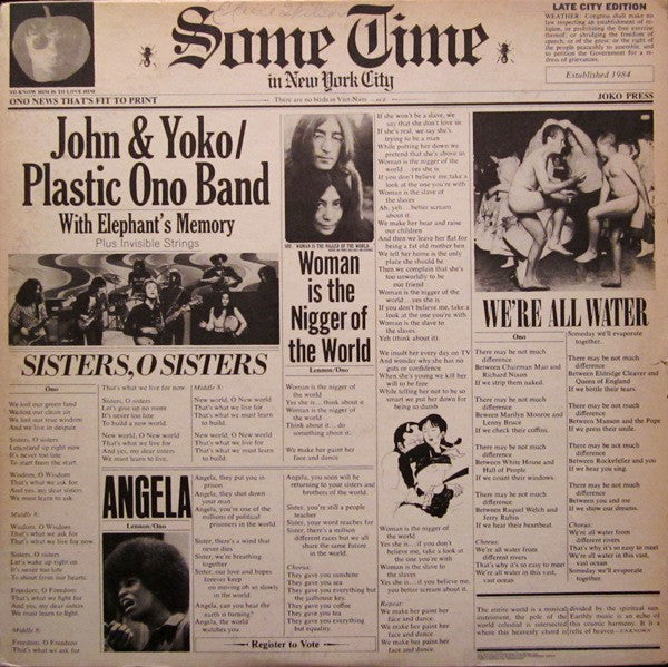 John & Yoko* / Plastic Ono Band* : Some Time In New York City (2xLP, Album, Win)