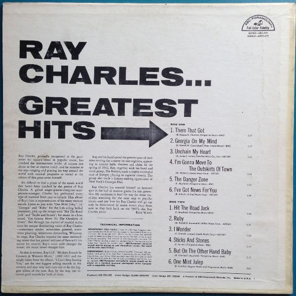 Ray Charles - Greatest Hits (LP, Comp, Mono, Ter) (Very Good Plus (VG+))