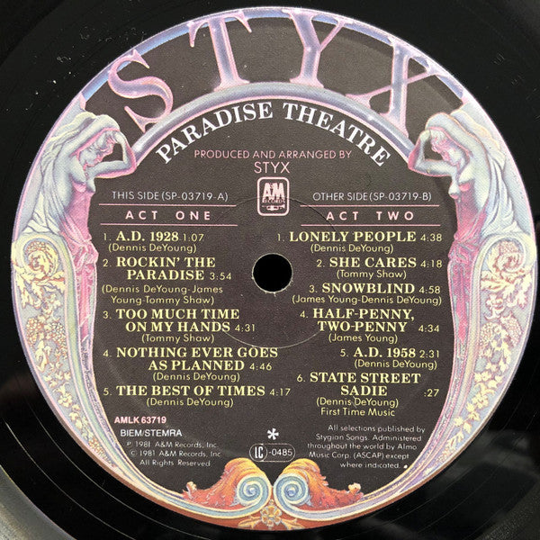 Styx : Paradise Theatre (LP, Album, Gat)