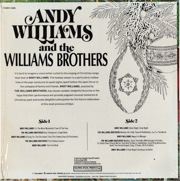 Andy Williams & The Williams Brothers (3) : Christmas With Andy Williams And The Williams Brothers (LP, Comp, Ter)