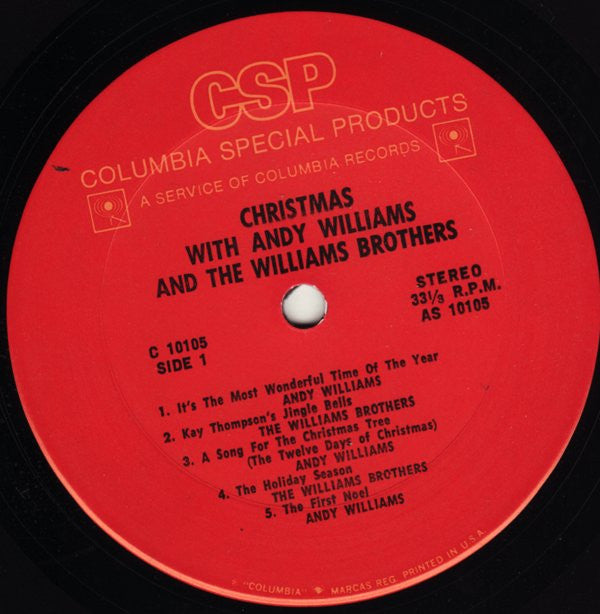 Andy Williams & The Williams Brothers (3) : Christmas With Andy Williams And The Williams Brothers (LP, Comp, Ter)