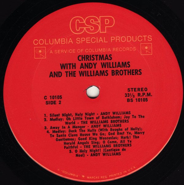 Andy Williams & The Williams Brothers (3) : Christmas With Andy Williams And The Williams Brothers (LP, Comp, Ter)