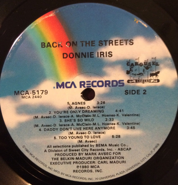 Donnie Iris : Back On The Streets (LP, Album, Glo)