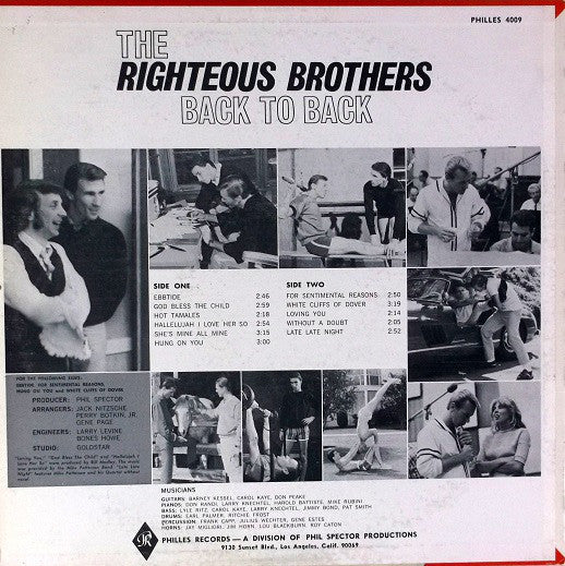 The Righteous Brothers : Back To Back (LP, Album, Mon)