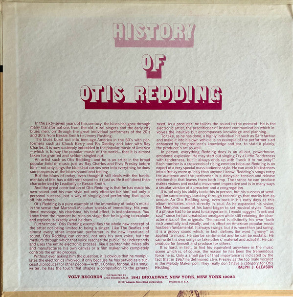 Otis Redding : History Of Otis Redding (LP, Comp, Gat)