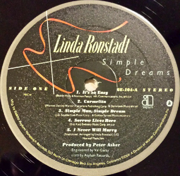 Linda Ronstadt : Simple Dreams (LP, Album, PRC)