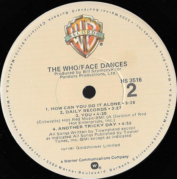 The Who : Face Dances (LP, Album, Jac)