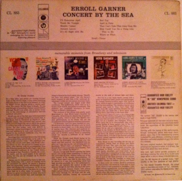 Erroll Garner : Concert By The Sea (LP, Album, Mono)