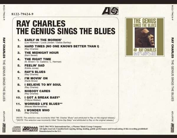 Ray Charles : The Genius Sings The Blues (CD, Album, RE, RM)