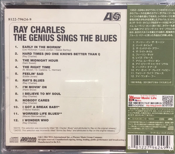 Ray Charles : The Genius Sings The Blues (CD, Album, RE, RM)