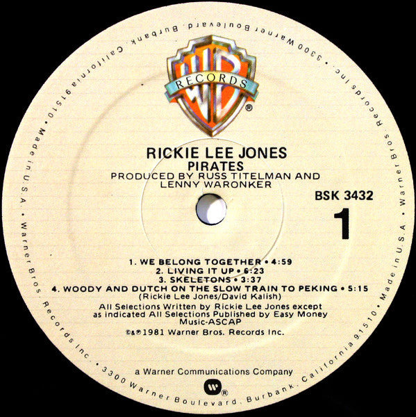 Rickie Lee Jones : Pirates (LP, Album, Spe)