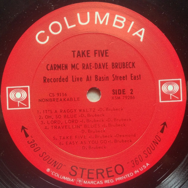 Carmen McRae - Dave Brubeck : Take Five (Recorded Live At Basin Street East) (LP, Album)