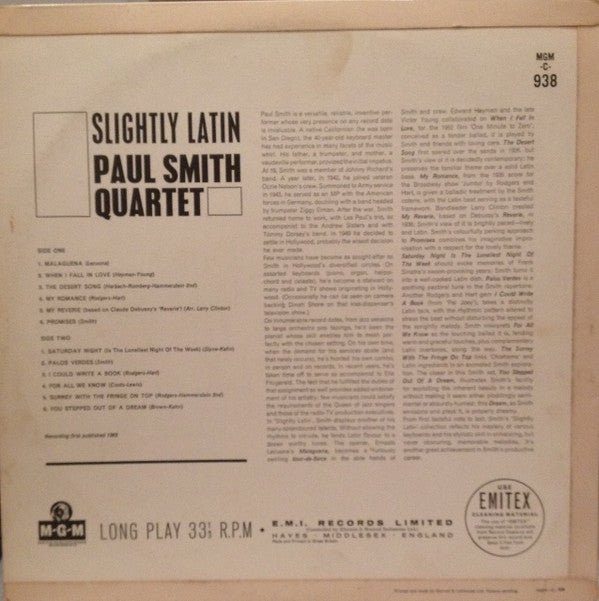 Paul Smith Quartet : Slightly Latin (LP, Mono)