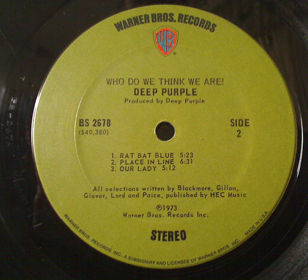 Deep Purple : Who Do We Think We Are (LP, Album, CTH)