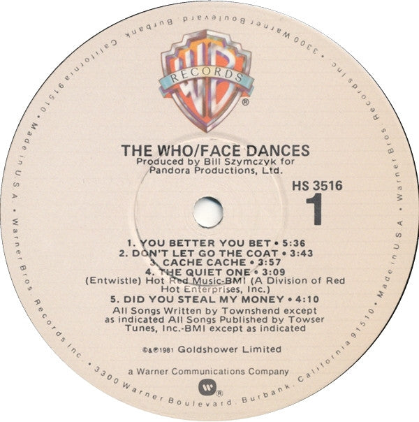 The Who : Face Dances (LP, Album, Win)