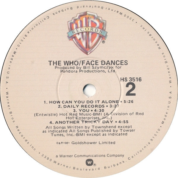 The Who : Face Dances (LP, Album, Win)