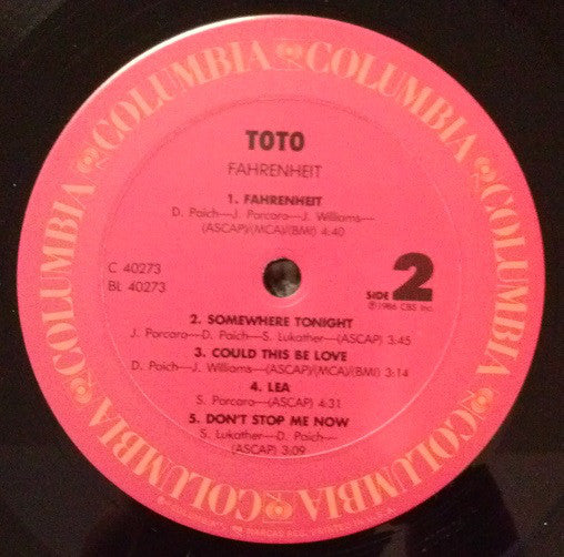 Toto : Fahrenheit (LP, Album, Pit)