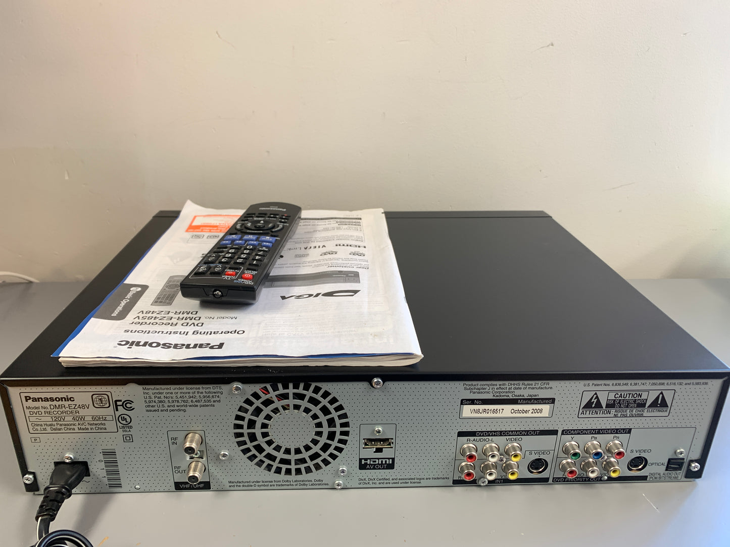 Panasonic DMR-EZ48V VHS Player DVD Recorder * remote * Manual * Mint