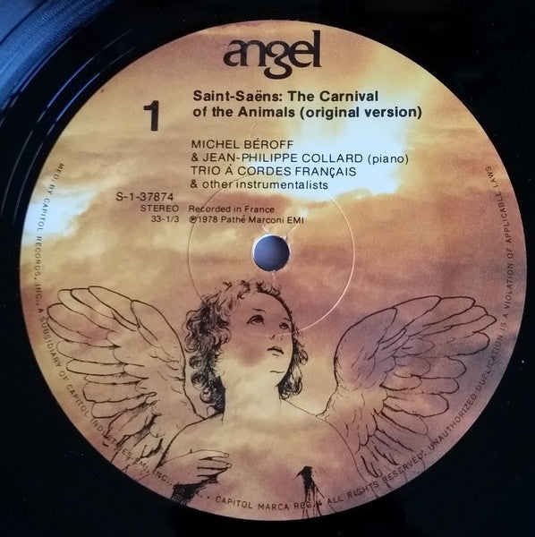 Saint-Saëns* - Michel Béroff, Jean-Philippe Collard, Maurice André : The Carnival Of The Animals (Original Version) / Septet For Trumpet, Piano And Strings (LP)