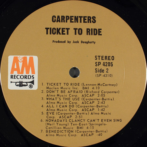 Carpenters : Ticket To Ride (LP, Album, Pit)