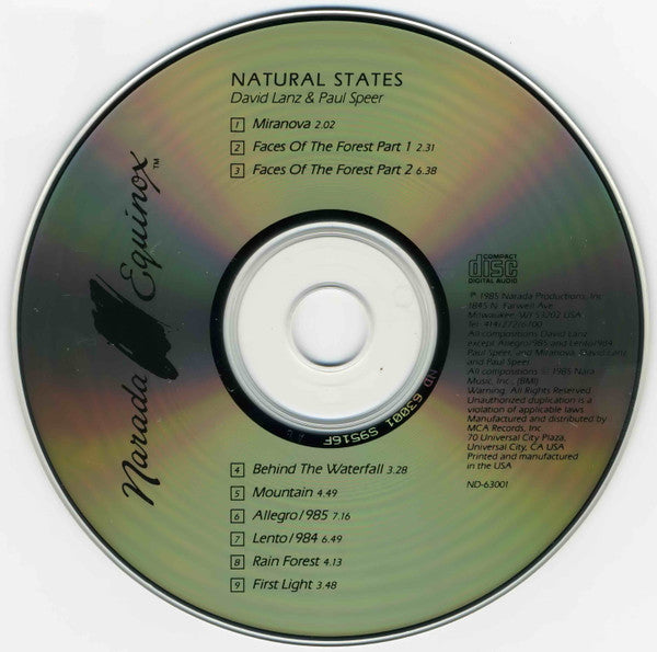 David Lanz & Paul Speer : Natural States (CD, Album, RE, Tec)