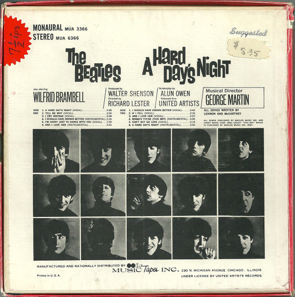 The Beatles : A Hard Day's Night Original Motion Picture Sound Track (Reel, 4tr Stereo, 7" Reel, Album)